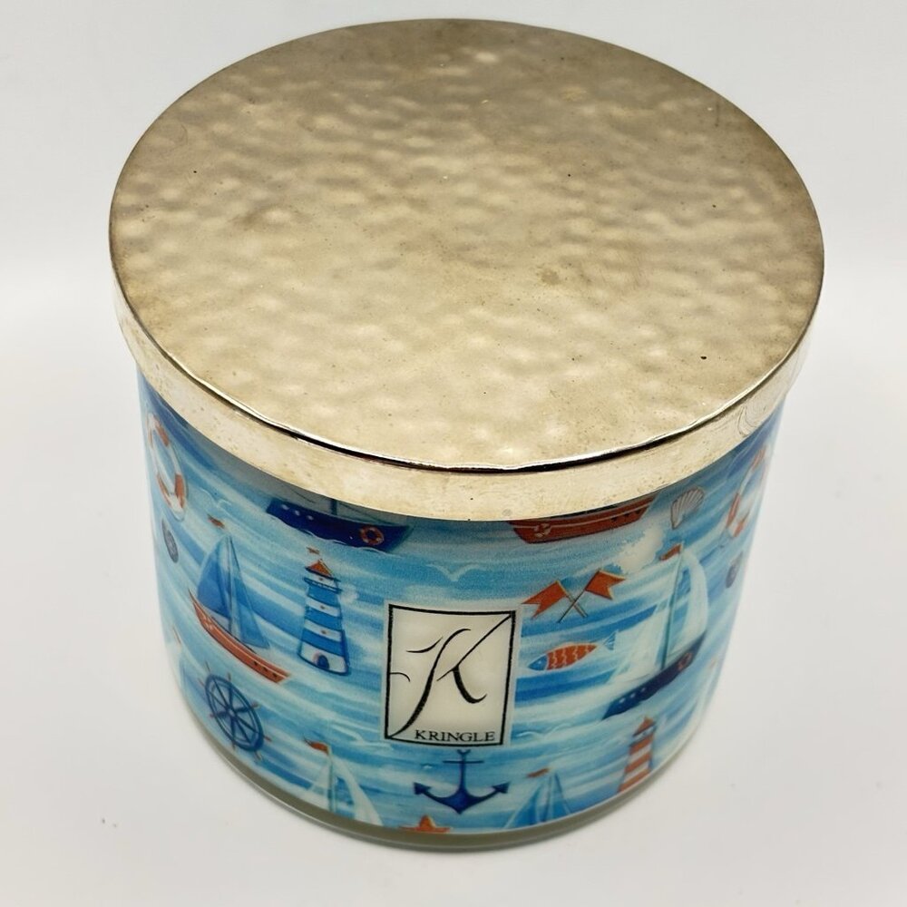 Kringle Candle Salt Water Taffy 3 Wick Painted Jar Soy Candle Nautical Boat 14oz - Picture 3 of 13